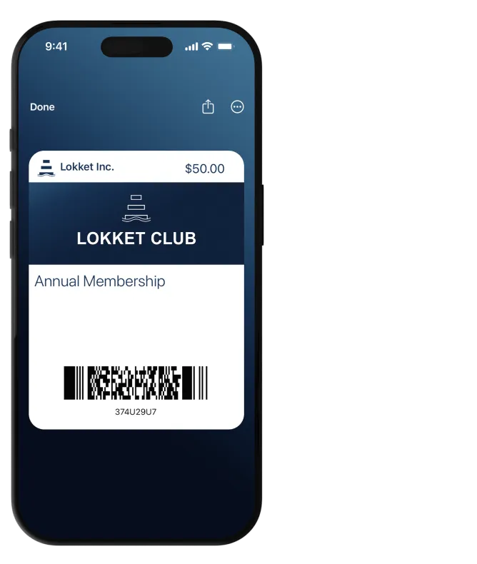 Lokket Club memberships can be stored in Apple Wallet and Google Wallet to show at participating locations.