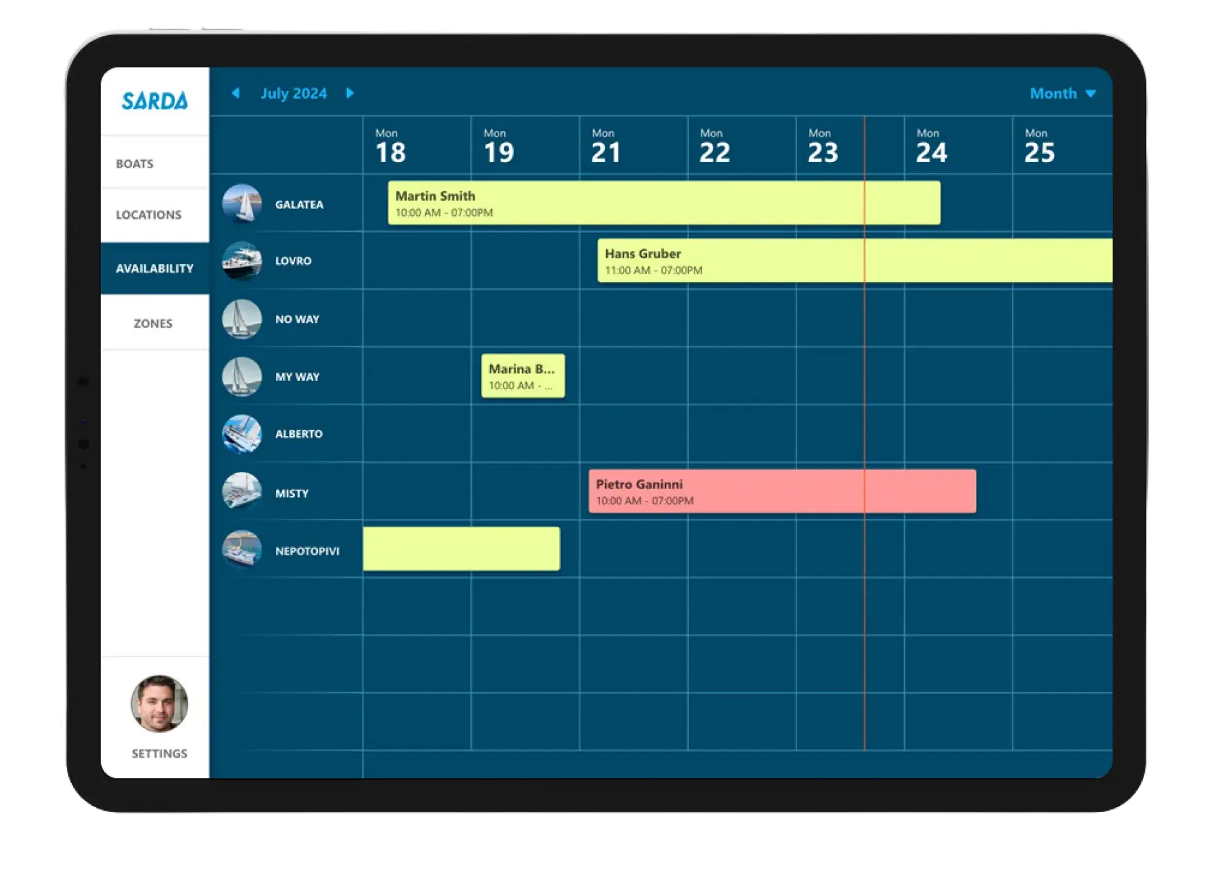 A boat fleet management customer booking system